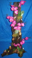 orchidée artificielle composee sur souche bois