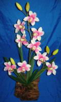 orchidée artificielle composées - modèle plante orchidee plante orchidee artificielle comme nature 0025 orchidée artificielle composee sur souche bois